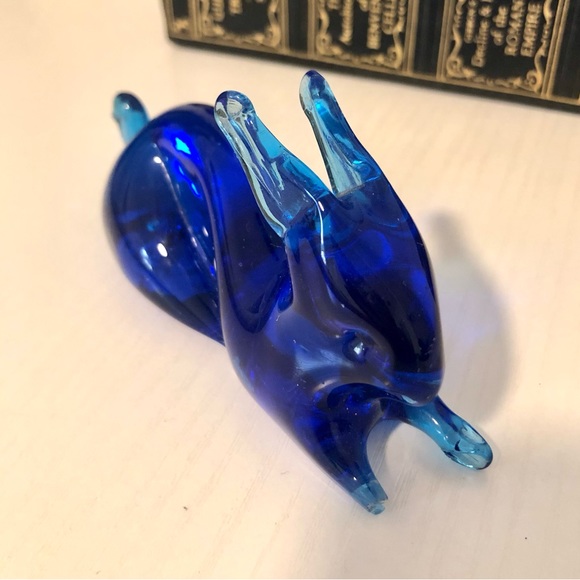 Glass Rabbit Copper Vintage | Art | Vintage Cobalt Blue Glass Rabbit | Poshmark